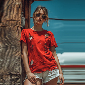 T-shirts Streetwear Légers et Délavés pour Femme, Col Rond, Manches Courtes, Été, Écologiques, Séchage Rapide, Anti-Boulochage – Vente en Gros - Product Image 2