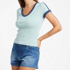 Camiseta Corta para Mujer, Estilo Baby Tee, Ajustada, de Algodón, Manga Corta, Estilo Y2K, Casual, Streetwear, a la Moda - Product Image 4