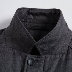 Blouson matelassé pour homme style chinois à col mandarin, couleur unie, rembourrage en polyester, coupe ajustée, manches classiques, simple boutonnage, idéal pour l'hiver - Product Image 3