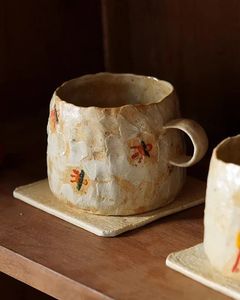 Vintage Ceramic Mug Heat-Resistant Dishwasher Microwave Safe Leaf Pattern <b>Large</b> Capacity Coffee <b>Tea</b> <b>Cup</b> for Household Office - Product Image 2