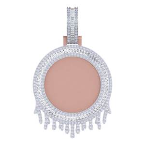 <b>Rose</b> Gold Plated Minimalist Pendant Charm With Round Cut Micro Pave <b>Clear</b> Stones Everyday Wear Unisex Jewelry - Product Image 4
