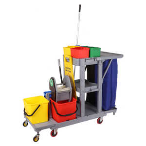 Carrito de Limpieza Industrial de 3 Niveles y 4 Ruedas de Alta Resistencia - Product Image 3