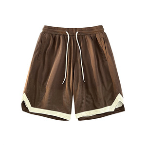 Shorts de basket-ball pour hommes personnalisés, légers, respirants, décontractés, en maille violette avec cordon de serrage - Product Image 2