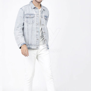 เสื้อแจ็คเก็ตยีนส์สีน้ำเงินสำหรับผู้ชาย ติดกระดุมด้านหน้า ทรงปกติ สไตล์ลำลอง สีพื้น ดีไซน์ตะเข็บเย็บแบบท็อปสติทช์ ซักแบบสโตนวอช สำหรับใส่ในฤดูใบไม้ร่วง - Product Image 5