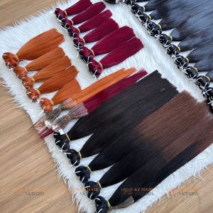 Vente en gros d'extensions de cheveux Remy raides de haute qualité cheveux vierges bruts avec des cuticules brillantes de verre alignées soyeuses et lisses - Product Image 3