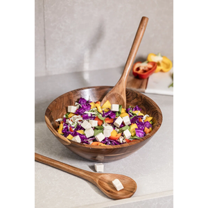 Handmade Wooden Salad Bowl With Serving Spoon Natural Wood Minimalist Design For <b>Kitchen</b> Use Eco Friendly Tableware - Product Image 5