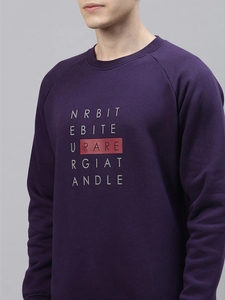 Sudadera de Cuello Redondo Morada para Hombre, Corte Regular, Logotipo Estampado, Informal, Tejida, 100% Algodón, para Otoño - Product Image 4