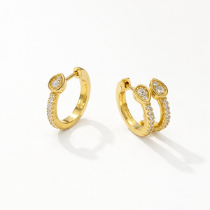 Lab Grown Diamond Huggie Hoop Earrings 14K Gold plated Minimalist Diamond Hoops Dainty Everyday Jewelry Gift for Women - Product Image 2