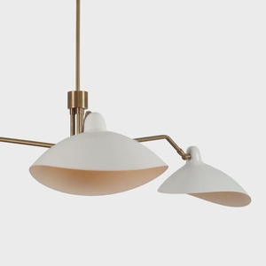 Mid Century Modern Brass Ceiling Light White Geometric Shade Indoor Living Room Fixture - Product Image 1