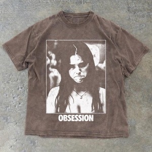 เสื้อยืดโอเวอร์ไซส์สีดำสไตล์โกธิค พิมพ์ลายรูปภาพ ดีไซน์ Obsession แขนสั้น คอกลม ทรงปกติสำหรับผู้ชาย ผ้าฝ้าย 100% ระบายอากาศได้ดี สวมใส่สบาย - Product Image 3