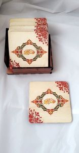 Square <b>Wooden</b> Luxury Coasters Eco-Friendly Modern Design Non Slip <b>Mats</b> for Drinks <b>Table</b> Decoration - Product Image 4