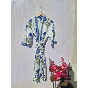 Floral Print Cotton Kimono <b>Robe</b> Women <b>Beach</b> Cover Up Lightweight Lounge Wear Bathrobe Casual Wrap Dress - Product Image 1