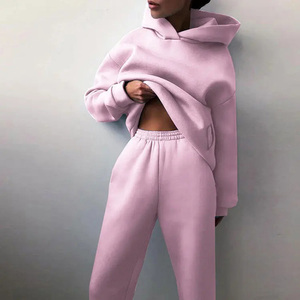 Conjunto de Sudadera con Capucha y Pantalones Deportivos para Mujer, Talla Grande, Color Morado, Corte Holgado, Estilo Casual, Traje Deportivo Completo de Felpa - Product Image 5
