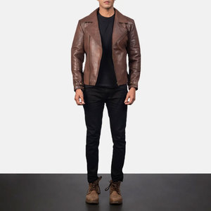 Econex Sports Men's <b>Slim</b> <b>Fit</b> PU Leather Bomber <b>Jacket</b> Breathable Turn-down Collar Zipper Closure Solid Color Casual Winter - Product Image 2