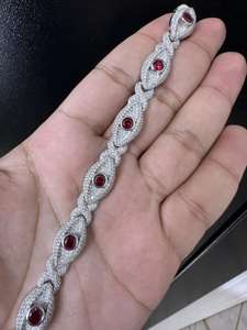 Pulsera de eslabones cubanos con cuentas de moissanita helada, plata de ley 925 chapada en oro, joyería de moda para mujer, estilo romántico hip hop - Product Image 4