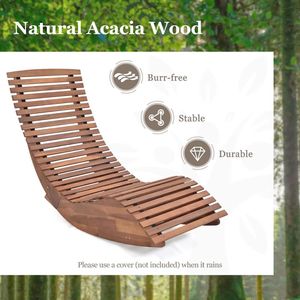 Silla Mecedora de Madera de Acacia con Respaldo Alto y Asiento de Listones Anchos para Uso en Jardín Exterior - Product Image 5