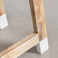 Tabouret Vandana Flux Pebble en bois de manguier et pieds blancs Pid