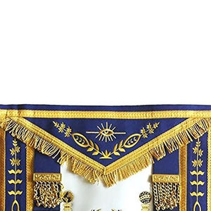 Delantal de satén de color sólido 3D con bordado de estilo clásico, estampado con lámina dorada y logotipo personalizado, con ribete azul burdeos para manualidades. - Product Image 4