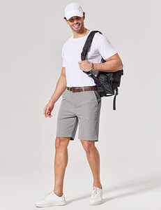 Shorts chino pour homme, respirants et anti-transpiration, décontractés et semi-formels, pour l'été, extensibles, avec logo sur le devant, shorts de golf - Product Image 1