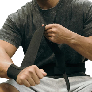 Sibrin Custom Logo Pure <b>Black</b> Wrist <b>Wraps</b> Heavy Duty Elastic Gym Support for Powerlifting Weightlifting Wrist Support 18 In - Product Image 6