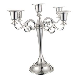 Luxury 5-Arm Silver Candelabra Metal Candle Holder Elegant <b>Tall</b> Taper Stand for Wedding Centerpiece Event <b>Table</b> Home Decor Stand - Product Image 1