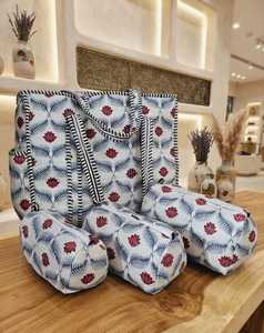 Sac fourre-tout en coton imperméable de style bohème avec motif floral, design matelassé, fermeture à glissière, grande capacité, pochettes pour le shopping et les voyages - Product Image 2