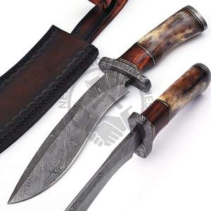 Brand New Edition Handmade 13" Damascus Steel Outdoor Hunting <b>Knife</b> w/Wood <b>Bone</b> <b>Handle</b> Professional Fixed Blade Survival <b>Knife</b> - Product Image 1
