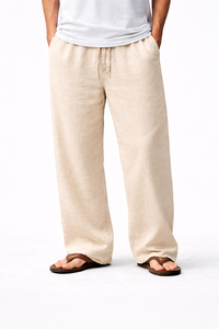 LinenBreeze ™   Pantalones de lino ligeros de verano para hombre – Pantalones transpirables de corte holgado con cordón para la playa, viajes y atuendos informales - Product Image 2