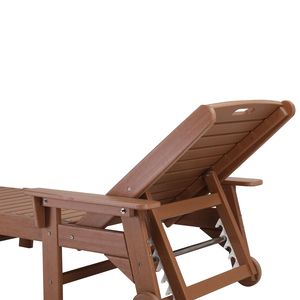 Chaise longue réglable en HDPE avec dossier, couleur teck, 195*75.5*33cm - Product Image 2