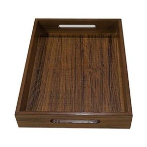 Plateau de service en bois d'acacia fait main avec poignées |   Grand plateau rectangulaire en bois pour table basse, cuisine, décoration de la maison - Product Image 2
