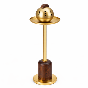 Quemador de incienso metálico con base de madera, difusor de aromaterapia para uso doméstico, recién llegado, decoración para Ramadán, fragancia para el hogar. - Product Image 1
