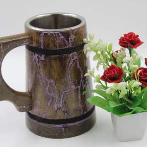 Solid Wooden Handmade Rustic Beer Mug with HANDGRIP <b>Reusable</b> & Eco-Friendly Dishwasher Safe - Product Image 3
