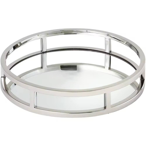 Premium Stainless Steel Metal Serving Tray Durable Food Serving Platter for Kitchen and Catering Round <b>Decorative</b> Metal Tray - Product Image 5