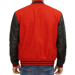 <b>Top</b>-Design Unisex Varsity Letterman Baseball Bomber Jacket Hooded Stand Collar Patchwork Canvas Body Wool Sleeves OEM Leather - Product Image 5