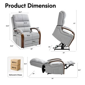 Fauteuil inclinable électrique à double moteur avec fonction massage et chaleur, revêtement en velours égyptien pour personnes âgées, fauteuil releveur électrique - Product Image 2