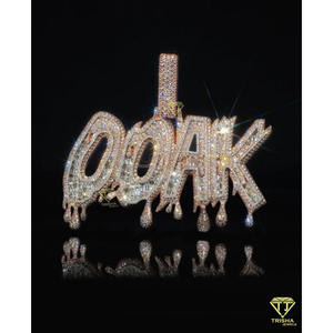 Collar Personalizado con Colgante de Diamante Cultivado en Laboratorio, Estilo Hip Hop, con Letras Brillantes, Regalo de Joyería - Product Image 3