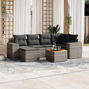 Set Divano da Giardino Moderno in Rattan 6 Posti Arredamento Esterno Grigio Scuro Design Contemporaneo - Product Image 3