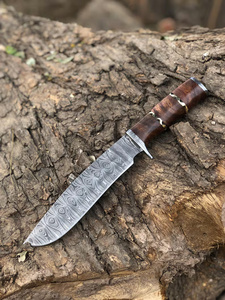 Handmade Damascus Steel <b>Drop</b> Point Straight Professional Multi-functional Camping Carving Knife Full Tang Wood Handle DIY Grade - Product Image 6