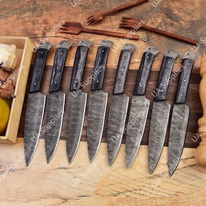 Couteaux de cuisine professionnels en acier Damas à lame pleine, couteau à steak et à éplucher pour barbecue, lame de 4,5 pouces, faits à la main, ambidextres, finition brossée - Product Image 6