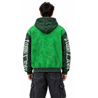 Sweat-shirt à capuche zippé pour homme Valley, 100 % coton, vert hiver, coupe classique, tissu tricoté, imprimé lettres, design streetwear décontracté