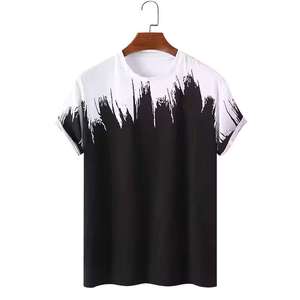 Camiseta Casual de Manga Corta para Hombre, Negra con Estampado Blanco, Cuello Redondo, Corte Regular, Transpirable, Tejido de Poliéster, Impresión por Sublimación - Product Image 1