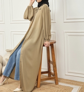 Wholesale Beautiful Dubai Women Abaya Traditional Islamic Muslim Clothing & <b>Accessories</b> <b>Floor</b> Length Front Open Long Sleeves - Product Image 5