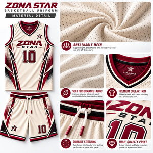 ชุดเสื้อและกางเกงบาสเก็ตบอล Zona Star Custom คุณภาพพรีเมียม พิมพ์ลายซิลค์สกรีน ระบายอากาศได้ดี ผลิตจากโพลีเอสเตอร์ไร้ตะเข็บ - Product Image 2