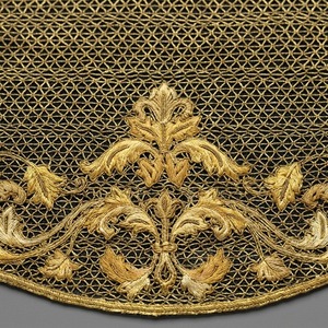 Handcrafted Ceremonial Hanging Banner Made From Premium <b>Net</b> Fabric and Decorated With Intricate Gold Bullion <b>Wire</b> Embroidery - Product Image 3