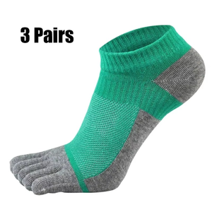 3 Pairs Ankle <b>Socks</b> 5 Toe Breathable Knitted Gray White For <b>Running</b> Adults - Product Image 6