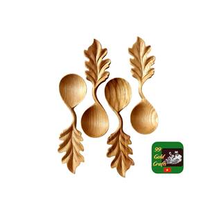 Juego de cucharas de madera natural con forma de hoja, talladas a mano, con mango en espiral, cucharas decorativas de madera para miel, café, agitador, artesanal - Product Image 3
