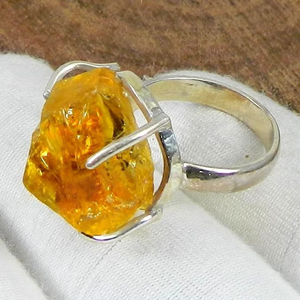 Natural Citrine Rough Stone 925 Sterling Silver Ring Natural Raw Gemstone Jewelry <b>Unique</b> Statement Ring <b>for</b> <b>Her</b> - Product Image 4