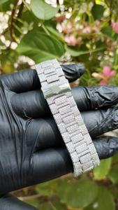 Iced Moissanite <b>Mechanical</b> <b>Watch</b> for Men Stainless Steel Bracelet Round Dial Date Display Waterproof - Product Image 4