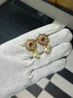 Parure de collier et boucles d'oreilles tendance, style classique indien, plaqué rhodium, perles d'imitation, Kundan, fleurs et zircon, pour fêtes et mariages