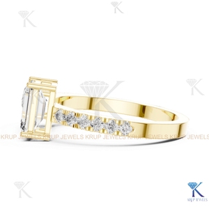 Custom Lab Grown CVD Diamond Toi et Moi Ring Pear Emerald Cut Pave <b>Solid</b> Gold - Product Image 3